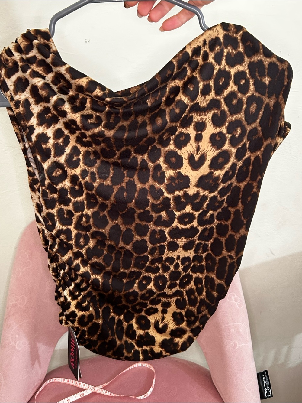 SHEIN Leopard Print Short Sleeve Top in Brown and Black